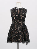 Dew Flower Mist Sleeveless Skirt Floral Lace Dress 2025 New Female Summer Collar Crooge Ponpong Skirt Dress Dress