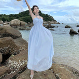 Neck Sling Dress Women's Summer Chiffon High-End Feel Super Fairy Temperament Seaside Holiday Dress