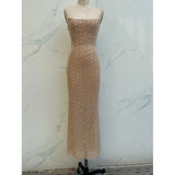 Feeling Nude Shiny Piece Hanging Dress High-End Light Luxury Niche Banquet Birthday Sexy Dress Dress Dress