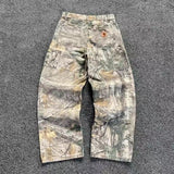 Summer New Retro Leisure Branches Camouflage Pants Water Wash Old Work Pants DJPT