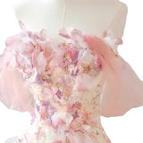 Flower Evening Dress 2025 New Bridal Toast Dress Shoulder Senior Art Exam Host Dress Woman