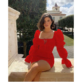 Ebay Women's Fashion Casual Tie-Tie-Bubble-Bubble-Sleeved Dress DJPT