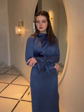 New Body-Repaired Strapped Bowed Long-Sleeved And Vertiny Dress