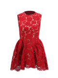 Dew Flower Mist Sleeveless Skirt Floral Lace Dress 2025 New Female Summer Collar Crooge Ponpong Skirt Dress Dress