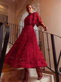 Spring And Summer Embroidery Hollow Round Horn Short Top + Holiday Water-Soluble Lace Skirt Dress Suit