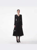 Luxury Black Little Fragrant V-Neck Blouse In The Fall Of 2024, The New Temperament Of The 100-Folded Skirt Two-Set