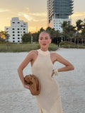 2025 Women's New Sexy Sleeveless Knitted Tweed Long Dress HZ0628