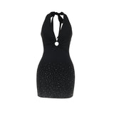 Autumn 2025 New Hanging Neck Skirt Spice Girl Body Sexy Circle Hot Diamond Bag Hip Skirt DJPT