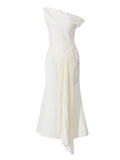 Elegant Retro Style Dress 2025 Summer New Slanted Shoulder Irregular Temperament Dress Dress Woman