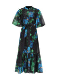 Style Dress 2025 Summer New Fashion Single-Dbutton Bubble Cuffs With Waist Dress