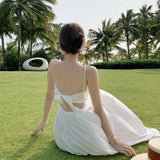 Tourism Photo Clothes Women's Summer Seaside Resort Beach Dress Super Fairy Temperament Bare Back Sling Dress