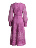 Shooting Autumn New High-End Water-Soluble Lace Dress Heavy Industry Splicing Lace Women's Lantern Sleeve Dress