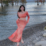 New Beach Beach Skirt Dizzy Blouse Dress Body-Buttered Hip Skirt Set Holiday Dress