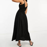 Women's Summer V-Neck Suspension Suspension Suspension Sumley Sumley High Waist Temperament Dress