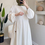 Women's Autumn 2024 Muslim Round Lantern Sleeve Elegant And Comfortable Dress