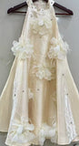 Sexy Famous Wind Hanging Neck Skirt 2025 Summer New Heavy Industry Nail Bead Three-Dimensional Spliced Feather Dress