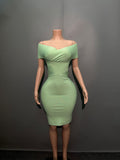 New Women's Dress Solid Color Collared And Hips With Evening Dress