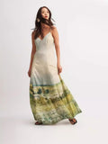 Summer New Elegant Sleeveless Temperament Print Belt Sling Dress