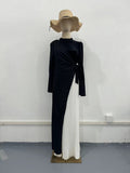 Autumn Fashion Temperament Long-Sleeved Splicing Design Folding Fake Two-Piece Dress