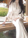 New [Oriental Newcomer] New Chinese Gloss V Collared Vertere Dress Elegant Print Dress HZ0628