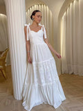 Solid-Colored Dress 2025 Summer New Ioning Sling Design High-Waisted Embroidered Dress Dress
