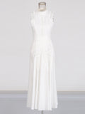 Style Dress 2025 Spring And Summer New Sleeveless Collar Sexy Lace Hollow Lotus Leaf Dress