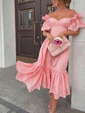 Women's Clothing In Autumn Of 2025 Sexy One-Word Shoulder Dot Dress DJPT