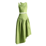 2025 New Folded Holed Blouse Irregular Skirt Dress Suit