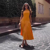 Summer New Fashion Sleeveless Round Collar Simple Comfortable Fan Flute Dress