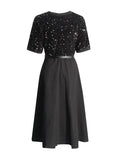 Elegant Wind 2025 Summer New Heavy Industry Embroidery Beads Design Fake Two Waist Dress Dress Dress