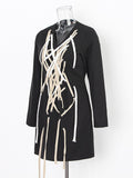 Fashion Trend Dress Women's Dress 2025 Spring New V-Neck Design Stitching Strap Strap To The Belt Short Skirt