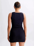 Summer New Temperament Sleeveless Round Collar Repair Woven Short Dress