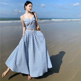Holiday Lattice Sling Vest Women's New High-Rise Half-Dress Set In Summer Two Sets