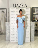 Blue Word Shoulder Banding Dress Dubai Elegant Famous French Evening Dress HZ0628