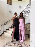 Summer Explosion Sexy Chest Repair Wooden Ear Side Open Temperament Evening Dress Dress Dress DJPT
