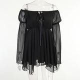 Strapped Waist Horn Sleeve Dress Set Women's Summer Sexy Commuting Skirt DJPT