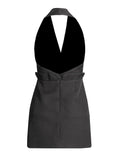 Temperament V-Neck Hanging Neck Dress Chicly Sexy Body-Claw-Dressed Button-Up Suit Dress Dress Women's Dress