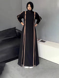 Fashion Temperament In The Autumn Of 2024 Splicing Thin Bump Color Waist Dress