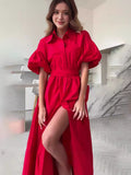 Summer New Fashion Simple Temperament Cardigan Pure Color Elegant Dress