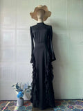 2025 New Ribbon Court Chiffon Spliced Half-High Tie With Dress