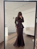 2025 New Retro Soft And Pure Color Long Sleeve Blouse Long-Sleeved Dress Elegant And Comfortable Suit Woman