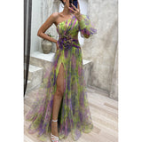 New Party Mesh Slanted Shoulder Dress INS Casual Fashion Dress Women HZ0628