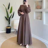 2024 New Relaxed Relaxed And Gentle Commuter Solid Colored Long Sleeve Dress