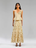 Niche 2025 Spring New Sling Hand-Nailed Floral Top With Waist-Socked Long Dress Fashion Suit Woman