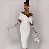 Summer New V-Neckless Banded Dress Sexy Elegant Evening Dress Party Tight Dress