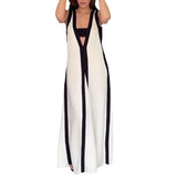 Women's Summer Sexy V-Neck Wide Shoulder Collsion Casual Dress