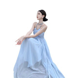 Neck Sling Dress Women's Summer Chiffon High-End Feel Super Fairy Temperament Seaside Holiday Dress