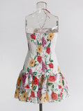 Holiday Wind 2025 Summer New Breast-Scaring Necked Neck Design Short-Height Bullet Short Dress