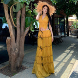 Holiday Style V-Neck Hanging Neck Top Skirt Half Dress Two Sets Of Women's Summer Beach Beach Skirt