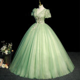 Dress Mori Is A Green Vocal Piano Art Exam Solo Performance Of The Puffy Skirt Host Dress Adult Ceremony